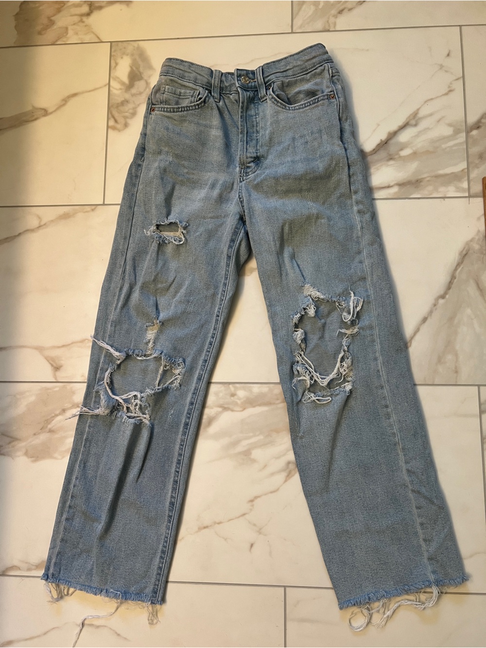 wild fable Light Blue Distressed High Rise Straight Leg Jeans Size 00